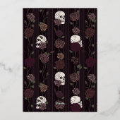 Til Death Gothic Burgundy Roses Light Gray Wedding 箔招待状 (裏面)