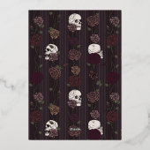 Til Death Gothic Burgundy Roses Light Gray Wedding 箔招待状 (裏面)