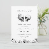 Til Death Gothic Skull Floral Photo Wedding セーブザデート (スタンド正面)