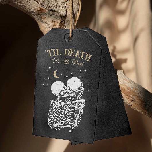 Til Death Skeletonゴシックの結婚レジストリQRコード ギフトタグ