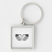 Til Death Skeleton Heart Hands Gothic Mood キーホルダー (正面)