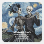 Til Death Skeleton Van Gogh ウェディングファーバー スクエアシール (正面)