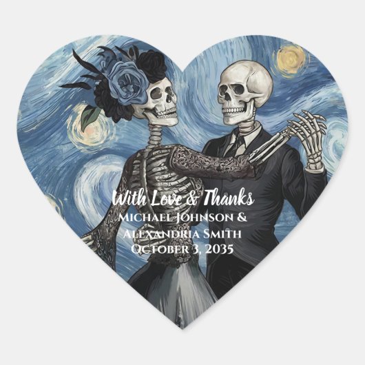 Til Death Skeleton Van Gogh ウェディングファーバー ハートシール (正面)