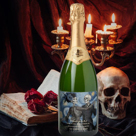 Til Death Skeleton Van Gogh Gothic Wedding Favor スパークリングワインラベル