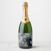 Til Death Skeleton Van Gogh Gothic Wedding Favor スパークリングワインラベル (正面)