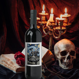 Til Death Skeleton Van Gogh Gothic Wedding Favor ワインラベル