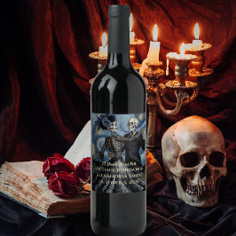 Til Death Skeleton Van Gogh Gothic Wedding Favor ワインラベル