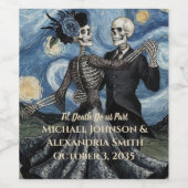 Til Death Skeleton Van Gogh Gothic Wedding Favor ワインラベル (シングルラベル)