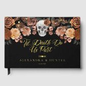 Til Death Watercolor Skull Autumn Gothic Wedding ゲストブック (正面)
