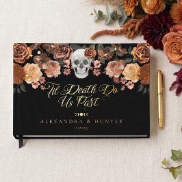 Til Death Watercolor Skull Autumn Gothic Wedding ゲストブック
