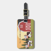 Til the Cows Come Home Two Cows Red Barn Sunrise ラゲッジタグ (正面縦)