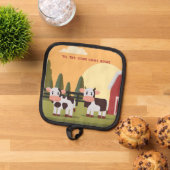 Til the Cows Come Home Two Cows Red Barn Sunrise 鍋敷き (トップダウン)