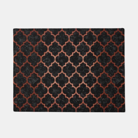 TILE1黒い大理石及び銅によってブラシをかけられる金属 ドアマット (正面)