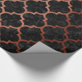 TILE1黒い大理石及び銅によってブラシをかけられる金属 ラッピングペーパー (角)