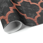 TILE1黒い大理石及び銅によってブラシをかけられる金属 ラッピングペーパー (ロールコーナー)