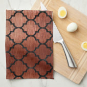 TILE1黒い大理石及び銅は金属(R)にブラシをかけました キッチンタオル (四つ折り)