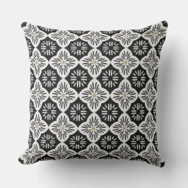 Tile casablanca graphic in black and white pattern クッション