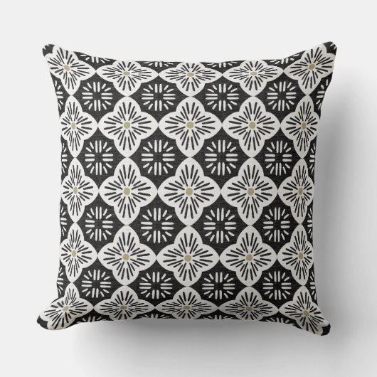 Tile casablanca graphic in black and white pattern クッション (正面)