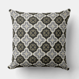 Tile casablanca graphic in black and white pattern クッション