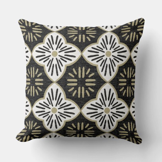 Tile casablanca graphic in black and white pattern クッション (正面)