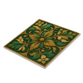 Tile de ornamento floral oriental - Verde  タイル (側面)