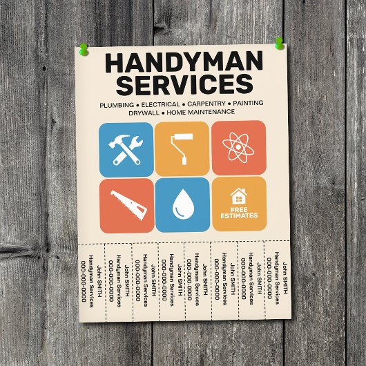 Tiles - Handyman Services Flyer with Tear-Off Tabs チラシ