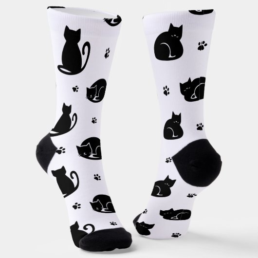Tiling Cats Pattern Crew Socks – Adorable cats ソックス (傾斜あり)