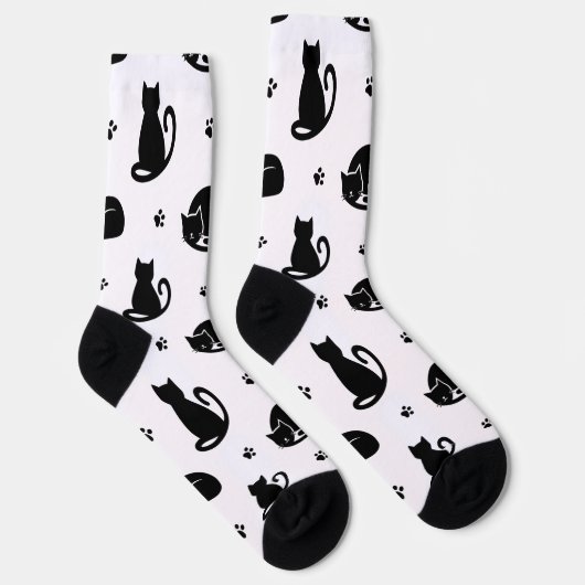 Tiling Cats Pattern Crew Socks – Adorable cats ソックス (右)