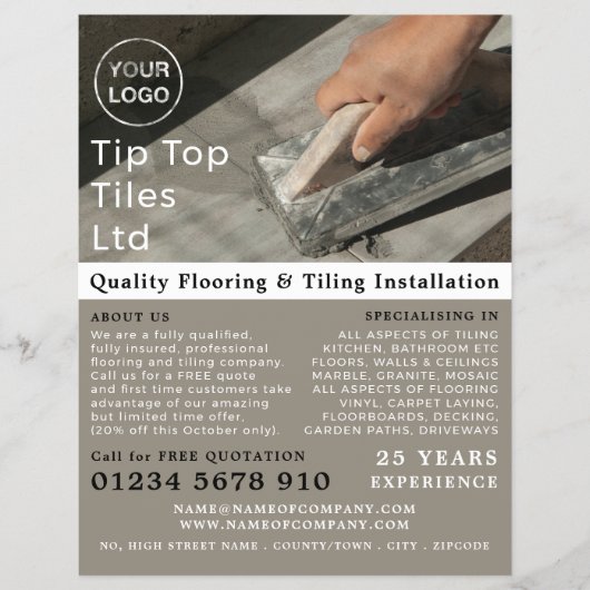 Tiling Trowel, Floorer, Tile Installer Advertising チラシ (正面)