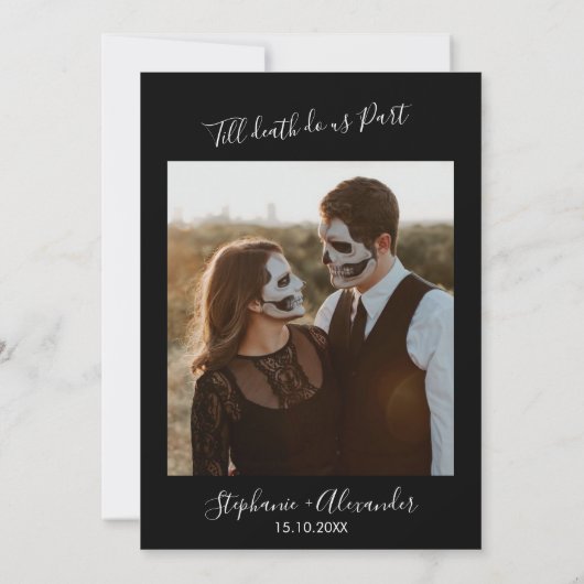 Till Deathフローラ写真ハロウィーン結婚ゴシック 招待状 (裏面)