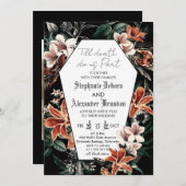 Till Deathフローラ写真ハロウィーン結婚ゴシック 招待状 (正面/裏面)