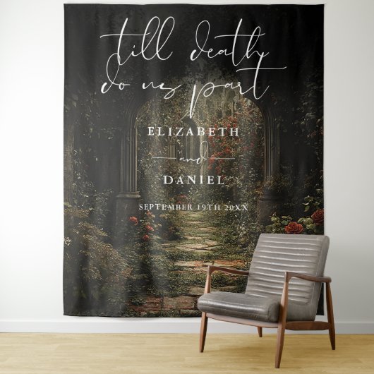 Till Deathフローラ結婚ゴシックの写真の背景 タペストリー (インサイチュ)