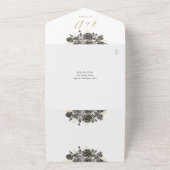 Till Death金ゴールドゴシックバラQRコード結婚ズ オールインワン招待状 (外側)