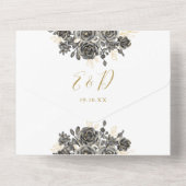 Till Death金ゴールドゴシックバラQRコード結婚ズ オールインワン招待状 (裏面)