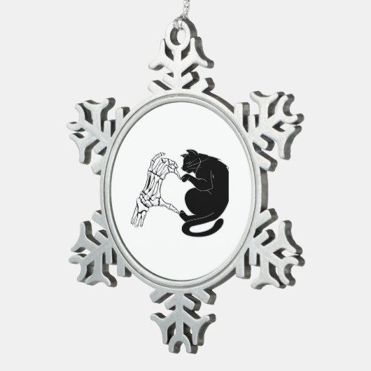 Till Death Cats Do Us Part Classic スノーフレークピューターオーナメント (右)