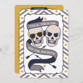 Till Death Do Usパーティー – シルバーブルー結婚ズ 招待状 (正面/裏面)