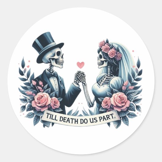 "Till Death Do Us Part" ゴシックウェディング ラウンドシール (正面)
