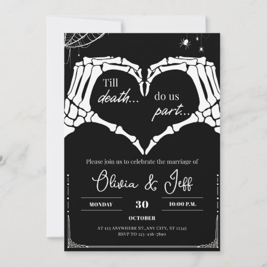 Till Death Do Us Part ゴシックハロウィンウェディング 招待状 (正面)