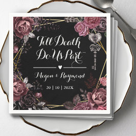 Till Death Do Us Part | ゴシックブラックのダークウェディング スタンダードカクテルナプキン