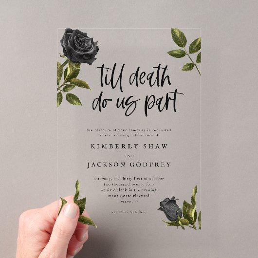 Till Death Do Us Part ブラックローズの秋の結婚式 アクリル招待状 (インサイチュ (ポータブル))