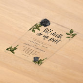 Till Death Do Us Part ブラックローズの秋の結婚式 アクリル招待状 (レイダウン)