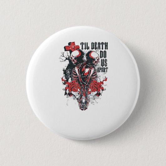 Till Death Do Us Part – ミニマリストスケルトンアート フ 缶バッジ (正面)