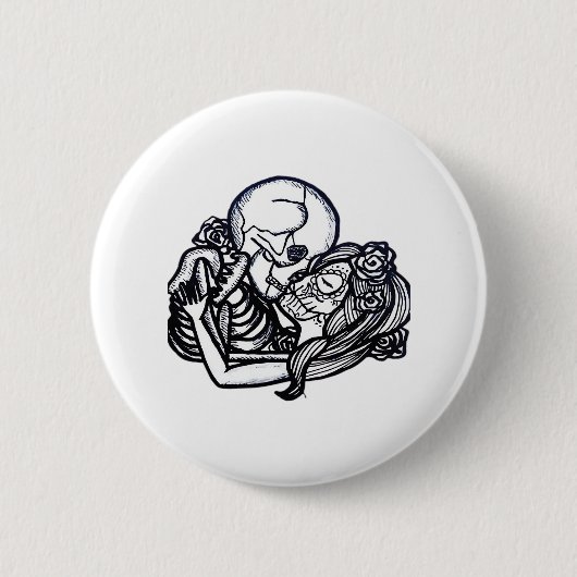 Till Death Do Us Part Classic – スケルトン スカル おどろおどろしい 缶バッジ (正面)