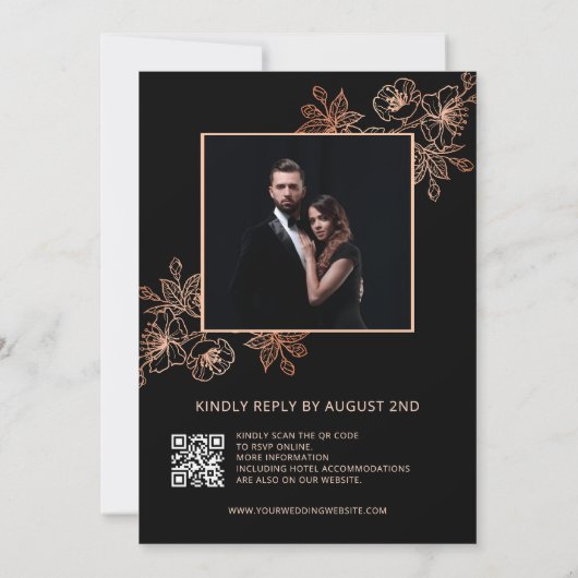 Till Death Do Us Part Copper Black Wedding 招待状 (裏面)