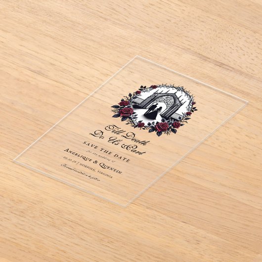 Till Death Do Us Part Elegant Goth Save the Date  アクリル招待状 (レイダウン)