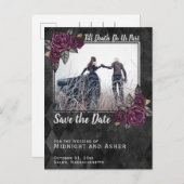 Till Death Do Us Part Gothicバラ日付を保存 案内ポストカード (正面/裏面)