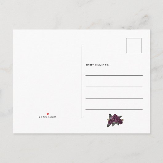 Till Death Do Us Part Gothicバラ日付を保存 案内ポストカード (裏面)