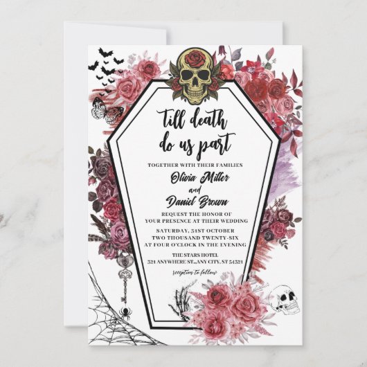 till death do us part Gothic Halloween Wedding 招待状 (正面)