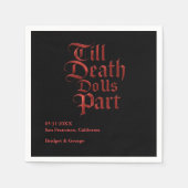 Till Death Do Us Part - Gothic Red Metallic script スタンダードカクテルナプキン (正面)