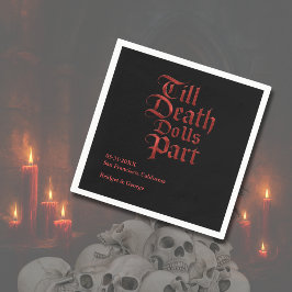 Till Death Do Us Part - Gothic Red Metallic script スタンダードカクテルナプキン